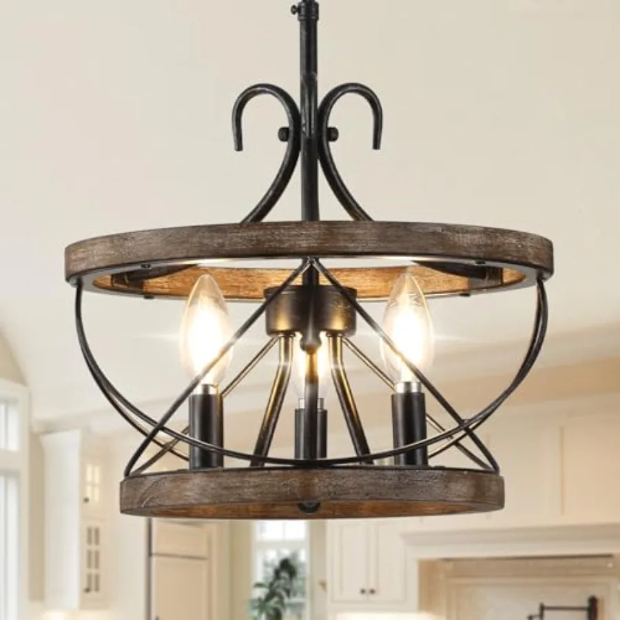 

12.9'' Farmhouse Chandelier Light Fixture, 3-Light Dg Room Light Fixtures French Country Rustic Chandelier Over Table for Entry