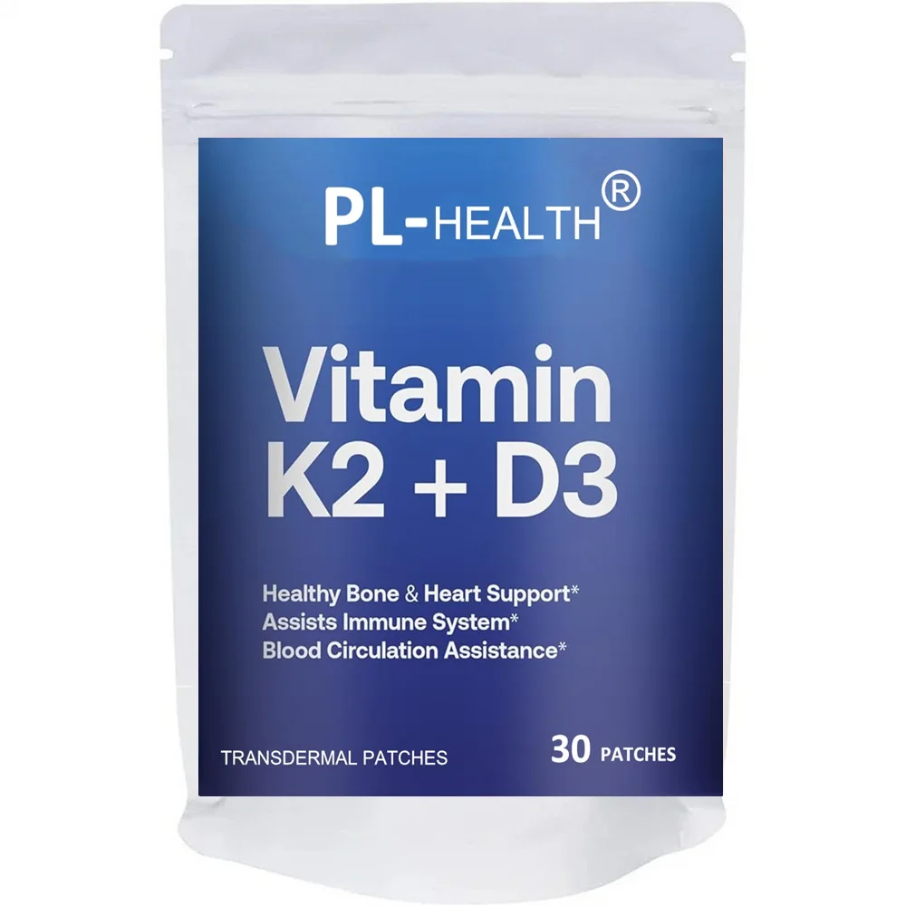 

30 Patches Vitamin D3 K2 Transdermal Patches for Men and Women -Healthy Heart and Bone Support, Immune System & Blood