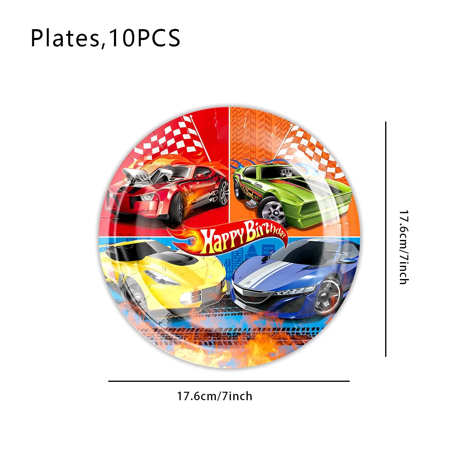 Hot Wheels Racing Theme Birthday Atmosphere Scene Decoration, Party Tableware, Paper Plates, Paper Towels, Decorative Supplies