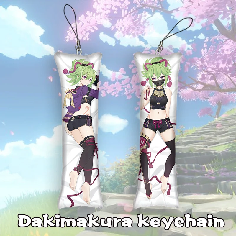 

Genshin Impact Mini Dakimakura Kuki Shinobu Dakimakura Keychain Anime Body Pillow Pendant Key Chain Cosplay Anime Keychain