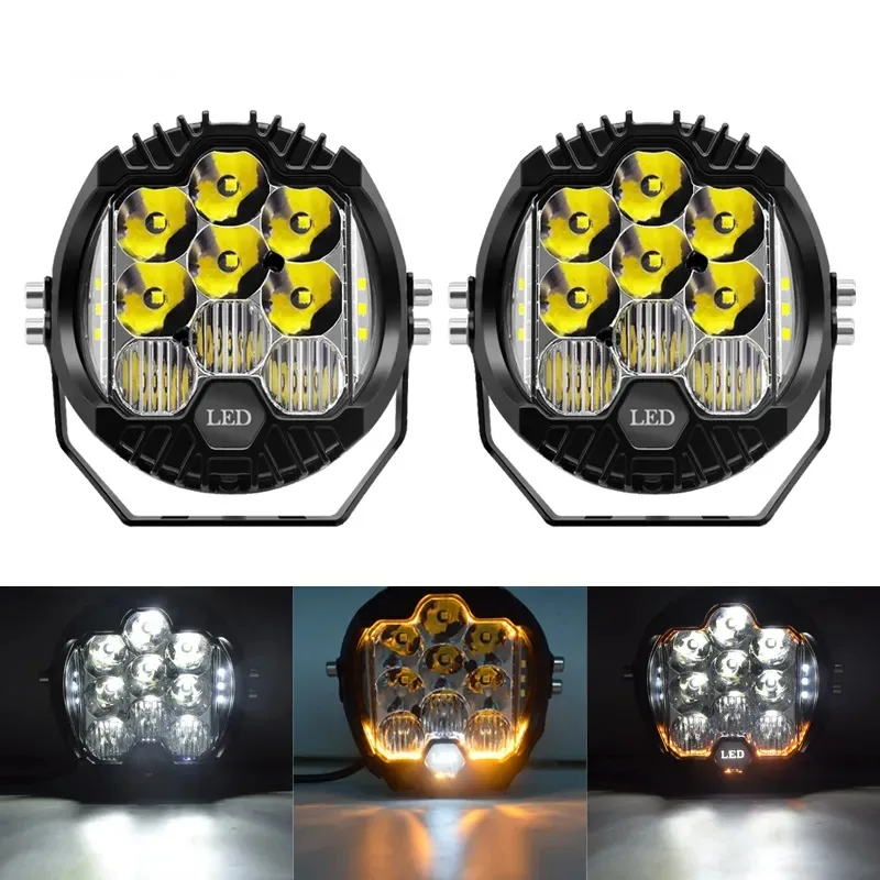 1pcs 5Inch LED Headlights DRL Hi/Lo Beam 50W 5000LM Work Light 9LEDS For Niva Motorcycle Lada Offroad 4x4 UAZ Wrangler Jeep JK