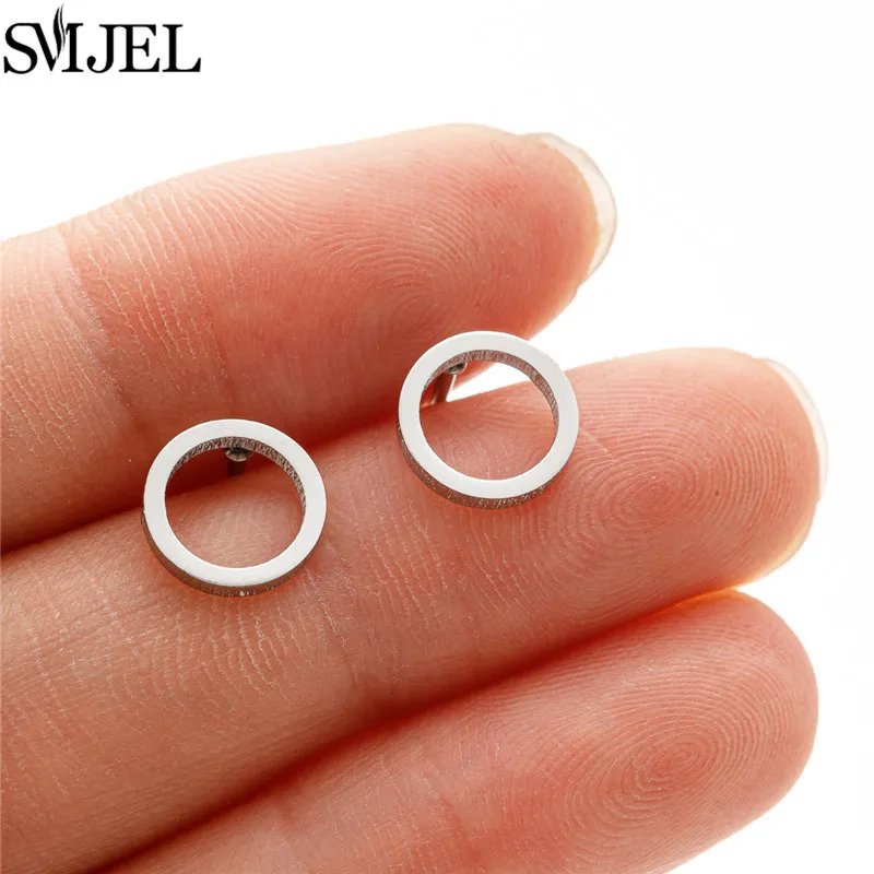 10Pairs Simple Stainless Steel Round Earrings Studs for Women 2024 Trending Gold Color Geometric Ear Cartilage Earing Jewelry