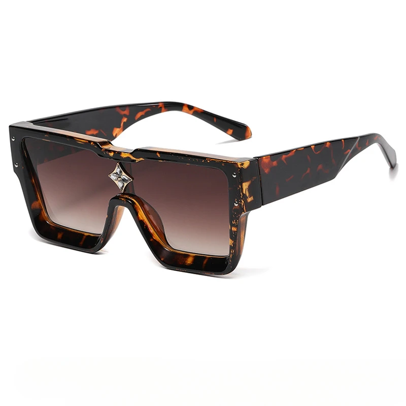 8630 Large Frame Fashionable Sunglasses One-Piece Square Frame Sunglasses Female Personality Diamond Beige Nail Sunglasses image 2