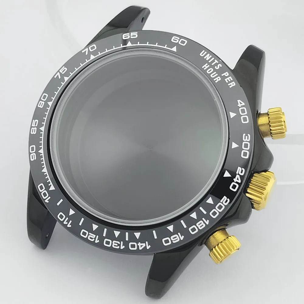 39-mm-Uhrenarmband aus Metall für Herren, passend für das VK63-Uhrwerk, mit Saphirglas, in den Farben Silber, Roségold und Schwarz, Uhrenzubehörteile. – Detail 33