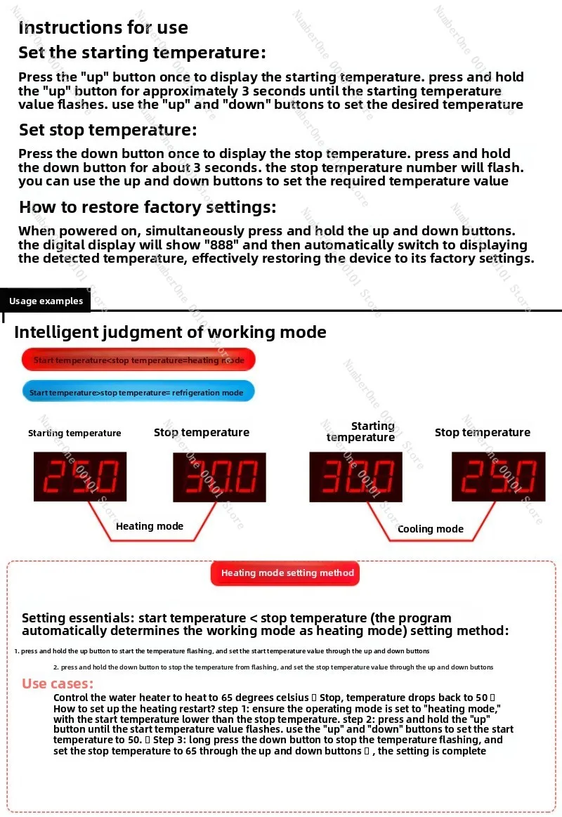 XH-W3001 شاشة ديجيتال وحدة تحكم ذكية في درجة الحرارة مع عزل البطارية 24 فولت-63 فولت مفتاح التحكم في درجة الحرارة #5