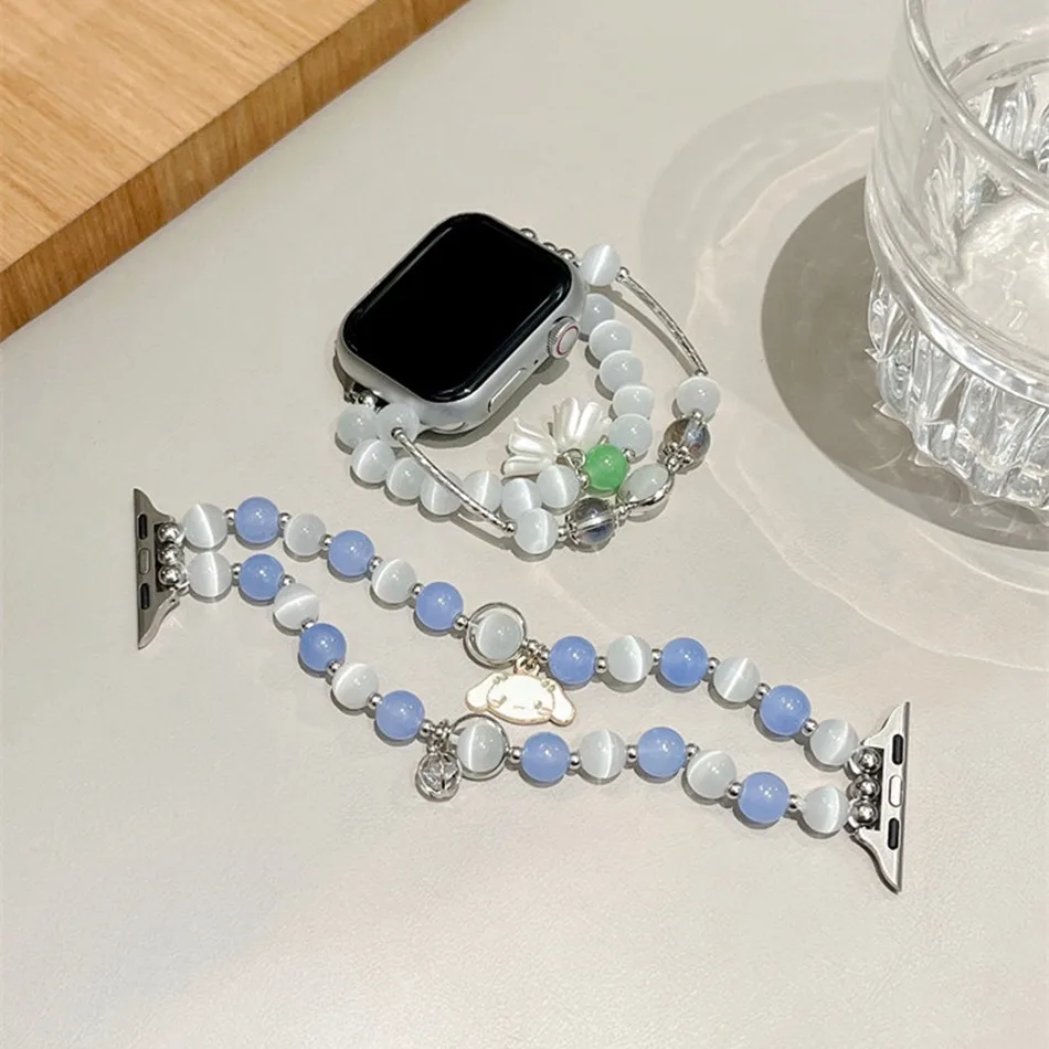 Strap For Apple Watch UItra 8 7 49mm 45mm 44mm Fashion Lotus Flower Bead Bracelet Band For iWatch Series 6 5 SE 4 42mm 40mm 38mm