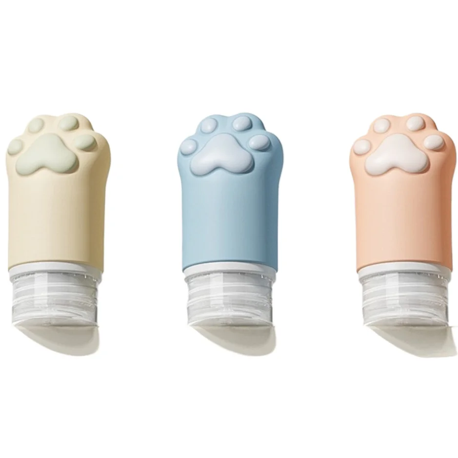 1 stücke 60 ml Katze Pfote Silikon Reise Flaschen Tragbare Shampoo Kosmetik Dusche Gel Subpaket Leere Behälter Auslaufsicher nette