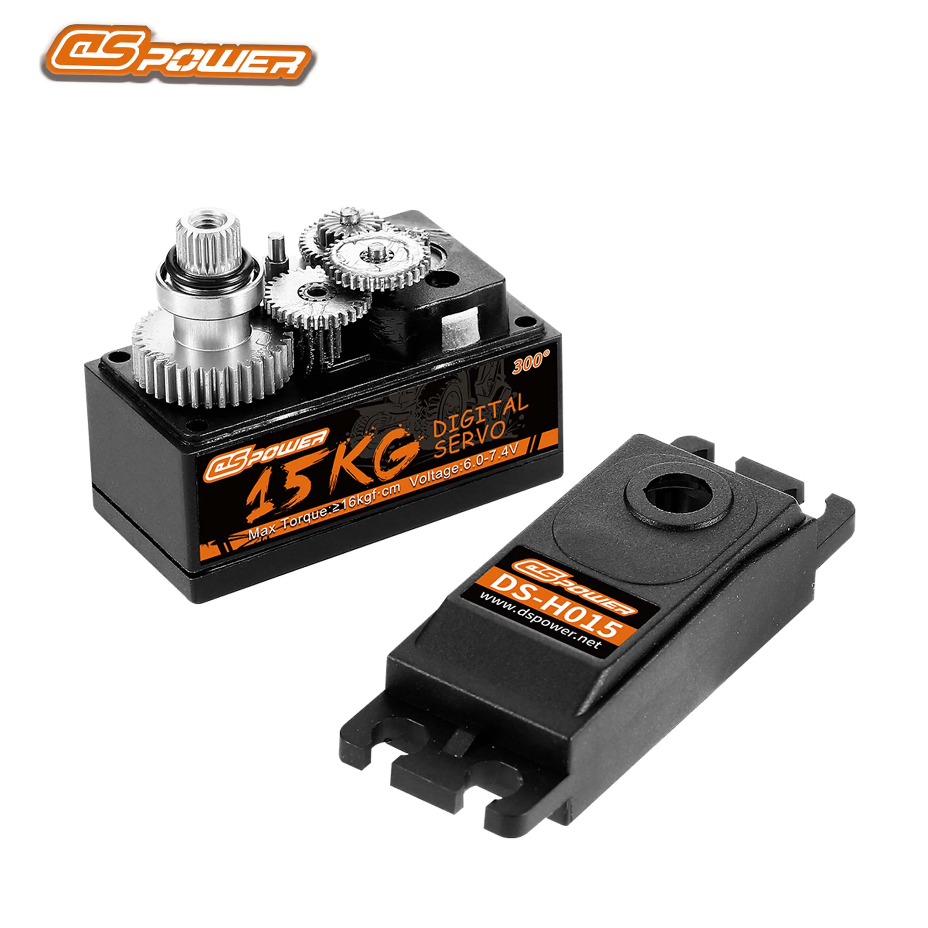 ดีเอสพาวเวอร์ 15 กก. มอเตอร์ดิจิตอลเกียร์โลหะแรงบิดขนาดใหญ่ 180 ° /300 °   เซอร์โว 6.0~7.4V สำหรับ 1/8 1/10 RC รถ แขนหุ่นยนต์ อะไหล่ของเล่นเครื่องบิน