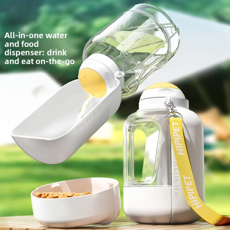 

2026 New Large Capacity Portable Pet Water Bottle, 2-in-1 Food and Water Dispenser for Dogs