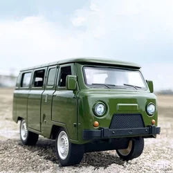 1/18 UAZ Travelers Alloy Bus Car Model Diecast Metal Touring Off-road Vehicle Car Model Simulation Sound and Light Kids Toy Gift