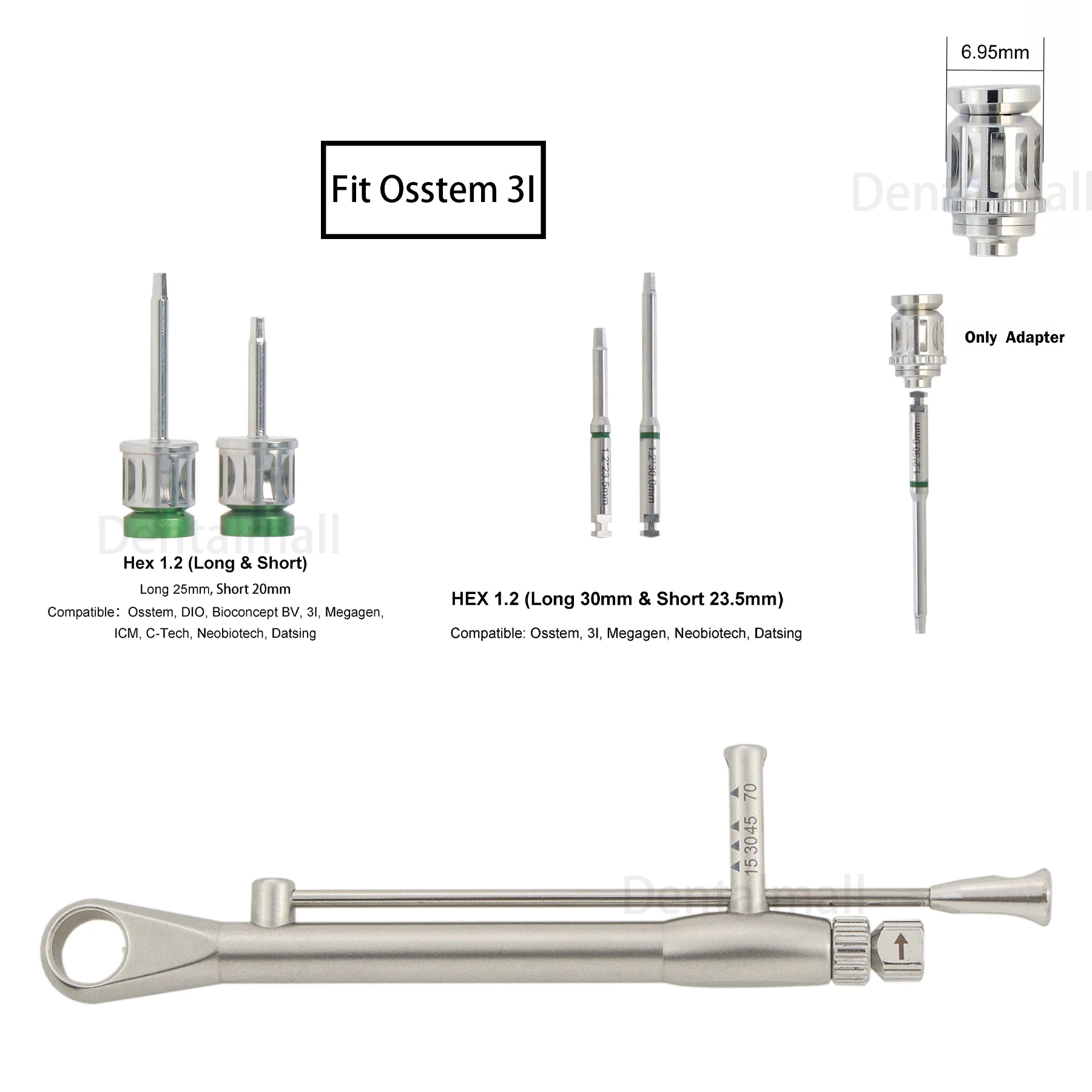 

Адаптер для отвертки Dental Hex1.2, ручной динамометрический ключ для Osstem 3I