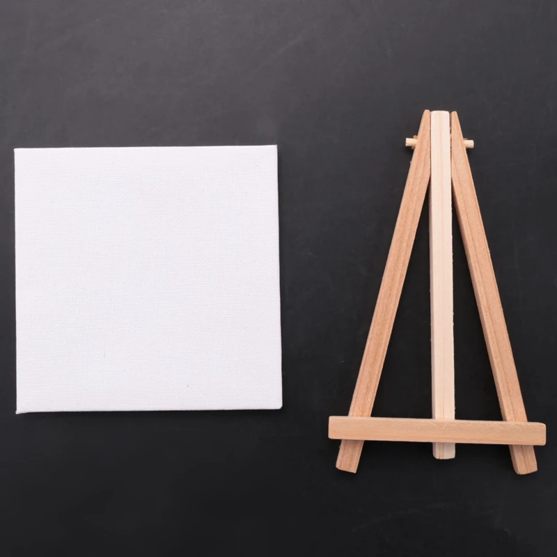 10 Set Artists Mini Canvas Set Painting Craft DIY Drawing Small Table Easel Gift