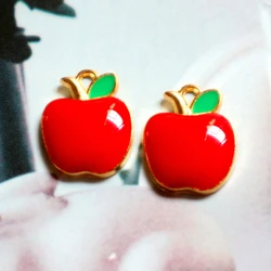 10PCS Charm Shining Red Apple Alloy Enamel Pendant Fashionable Exquisite DIY Necklace Bracelet Earrings Keychain Accessories X91