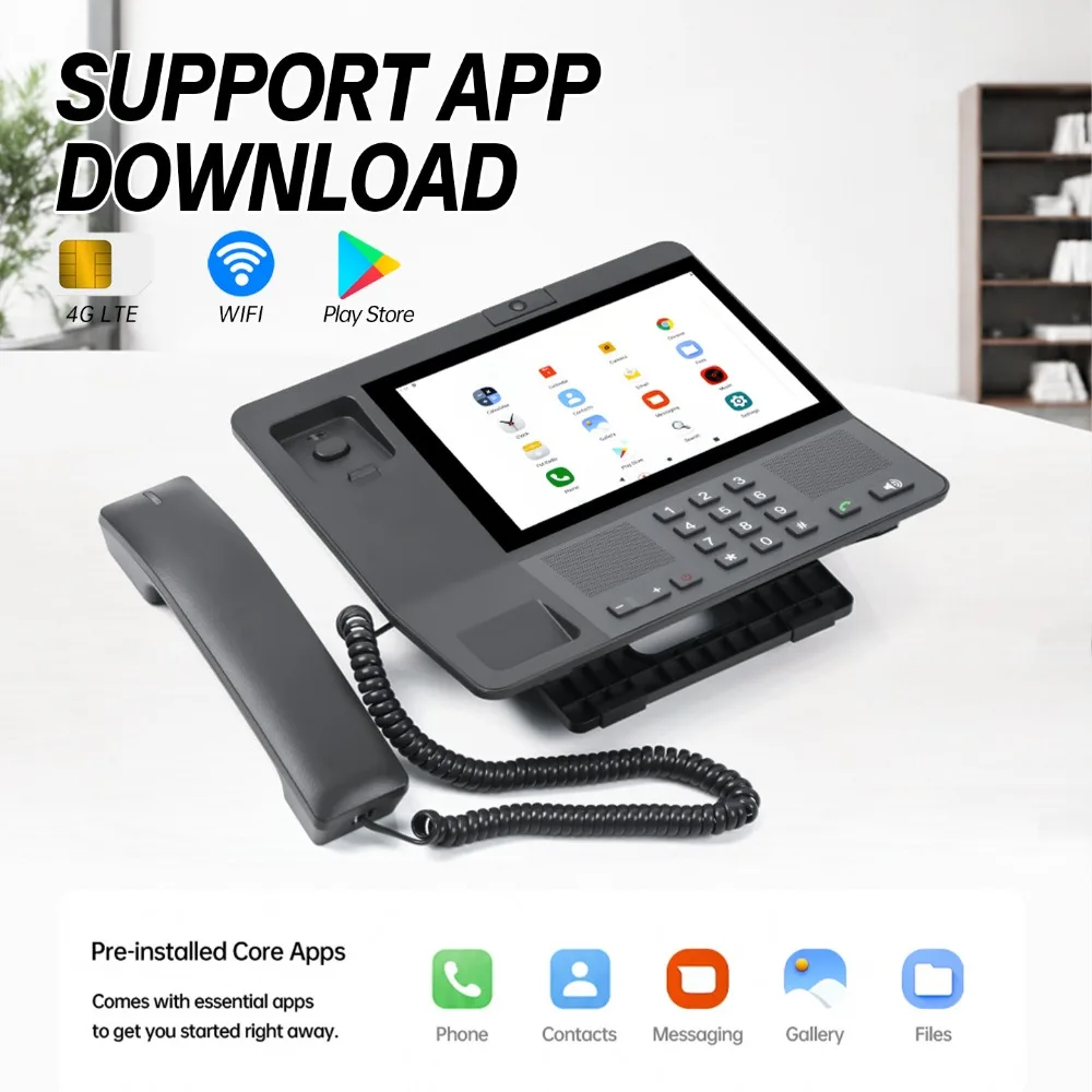 Smart Video 4G LTE SIM Card PSTN Desktop Hotel Home Office Fixed Wireless Phone Terminal Cordless Landline Android Telephone