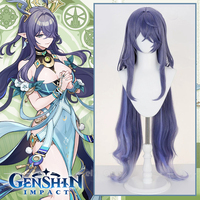 Genshin Impact Lauma Cosplay Wig Blue Purple Gradient Long Wavy Hair Wigs For Women Gilrs Nod-Krai Song of the Welkin Moon Party