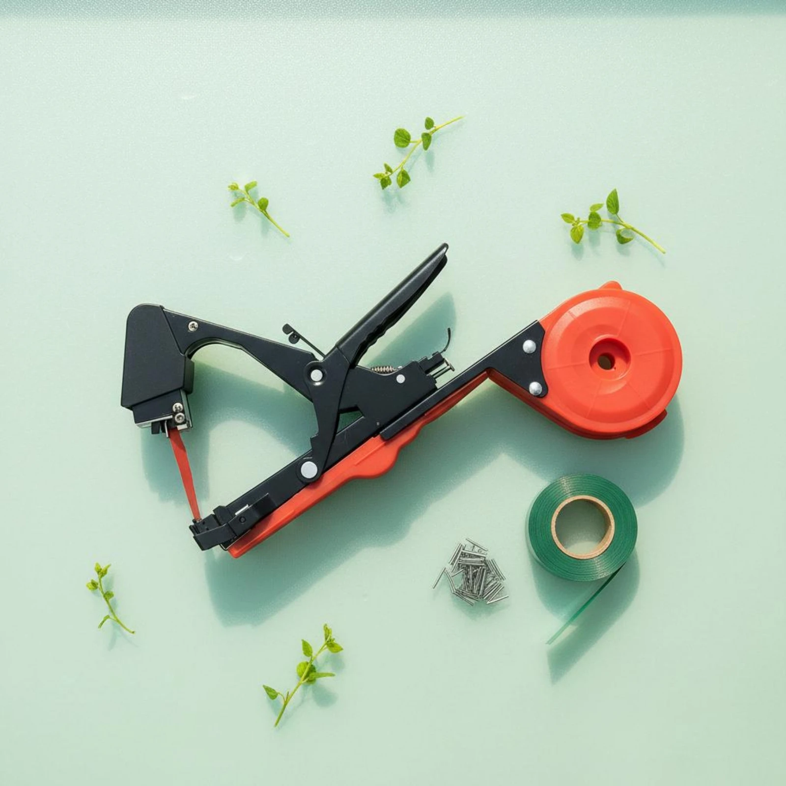Manual Plant Tying Machine Clamp-Type Head Plant Tying Machine Garden Binding Tapener Long Handle for Nurseries