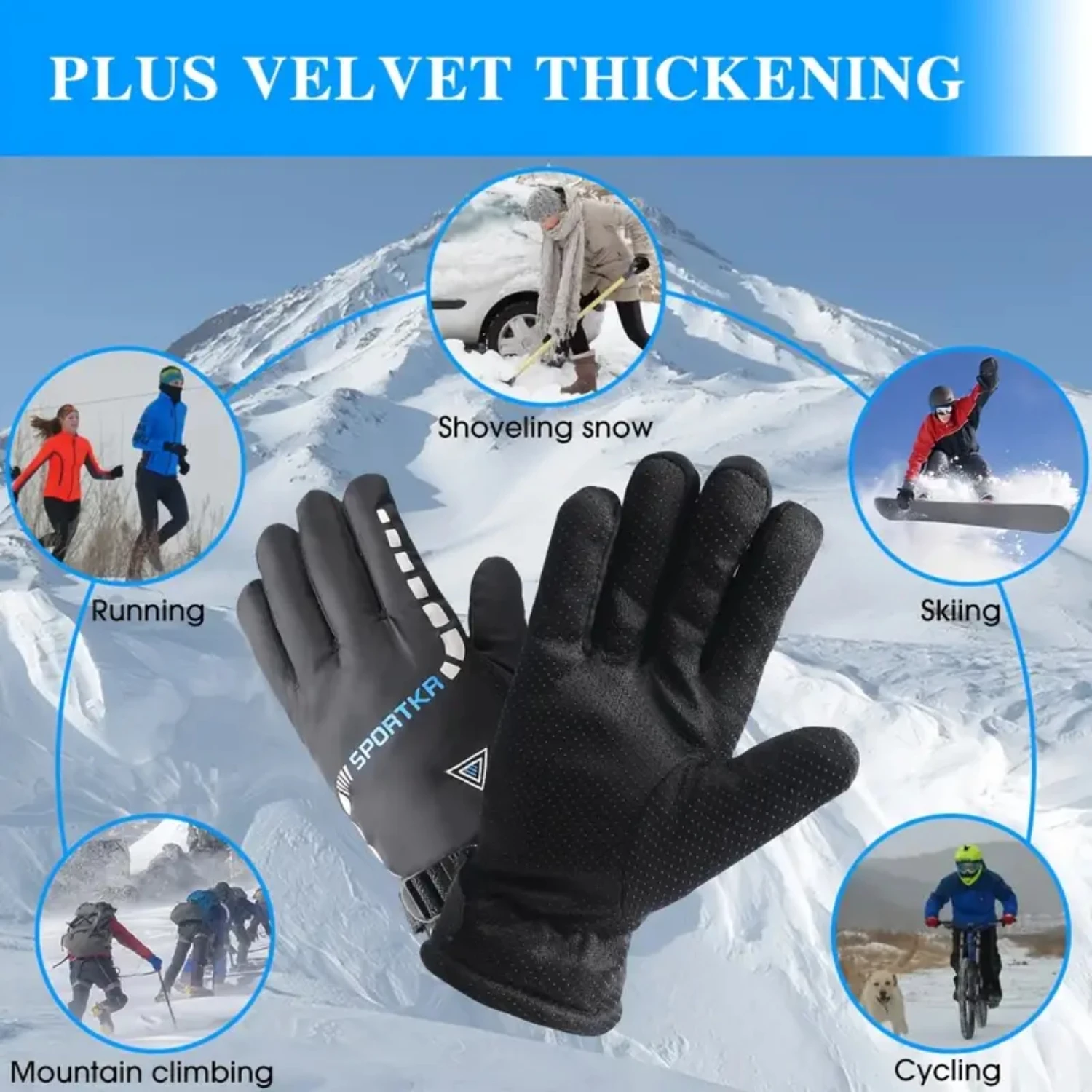

Warm, Waterproof Men's Winter Gloves - Ideal for Cold Weather Running, Hiking, and Skiing - Breathable, Touch Screen Compatible