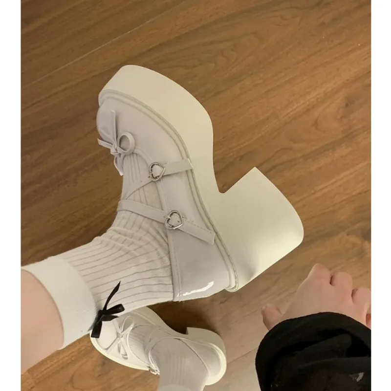 Lolita Shoes Women Japanese Style Mary Jane Shoes Women Vintage Shallow High Heels Chunky Platform Shoes Cosplay Female Sandals
