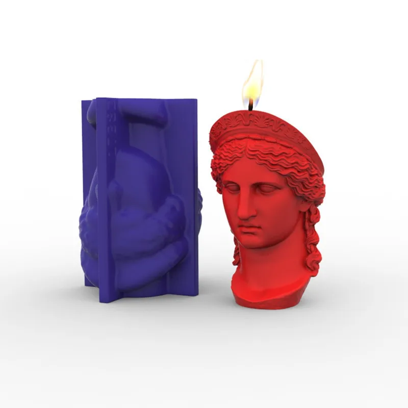 DIY Art Hera Athena Statue Silicone Candle Molds Greek Goddess Plaster Portrait Mould Roman Sculpture Art Wax Candles Mould