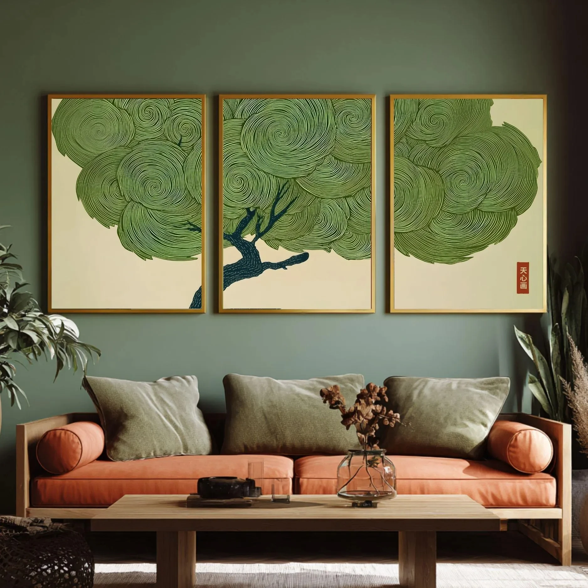 Abstract Canvas Set - 3pcs frameless Canvas Painting Wabi Sabi