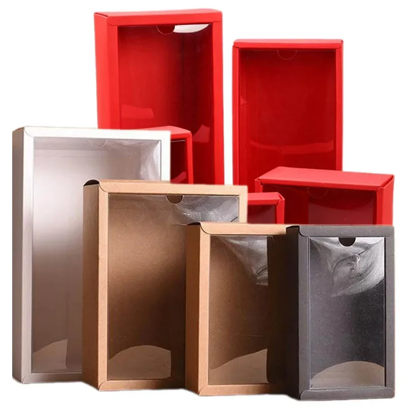 10Pcs Transparent Kraft Paper Gift Boxes DIY Handmade Soap Box Jewelry Display Box Candy Wrapping Boxes For Party Decorations