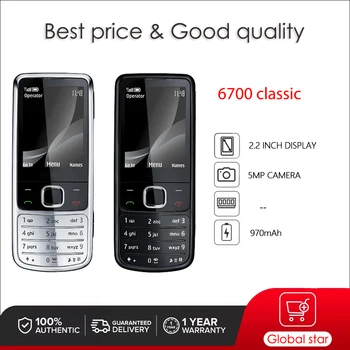 Original entsperrt 6700 klassische 3g 5mp kamera bluetooth lautsprecher handy russisch arabisch hebräisch tastatur made in finnland