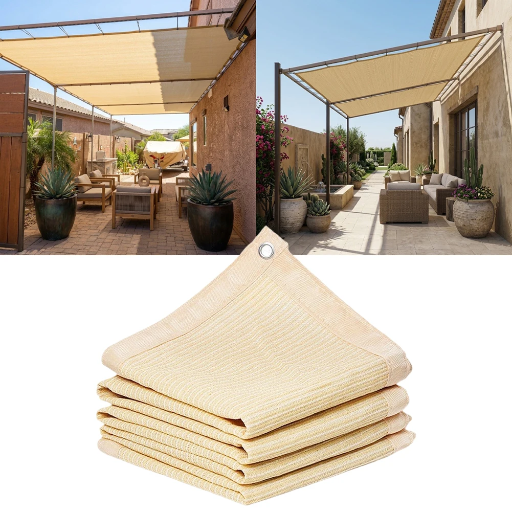 UUU0713575	Yellow PE Shade Cloth Pergola Cover Sun Screen Fabric With Brass Eyelets For Garden Patio Beach Greenhouse Awning Acc