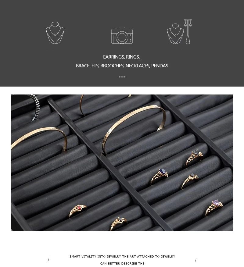 PU Leather Jewelry Display Tray for Drawer Counter Top Pendant Earrings Necklace Ring Organizer Bracelet Holder Storage Showcase