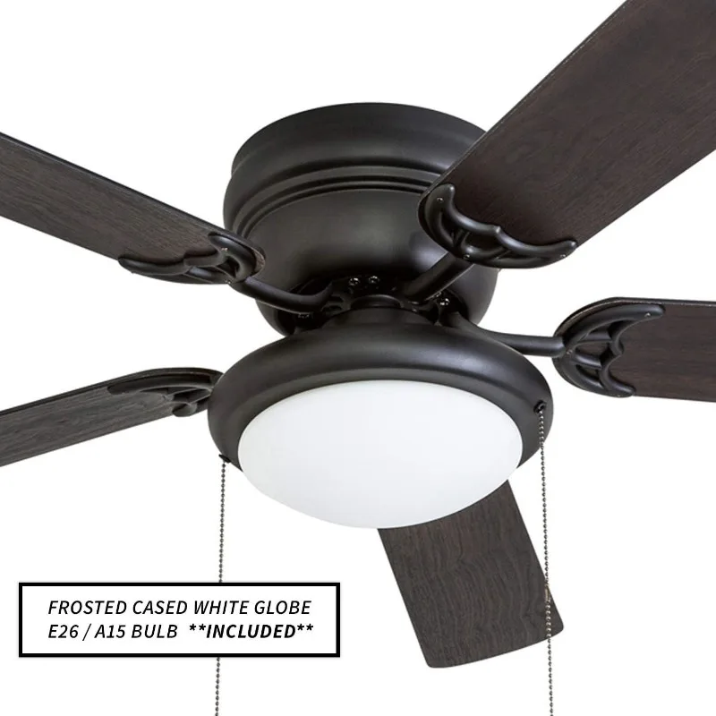 West Hill-Ventilador de teto preto fosco com tigela Kit Bay Light portátil, 50 251 Hugger, 52"