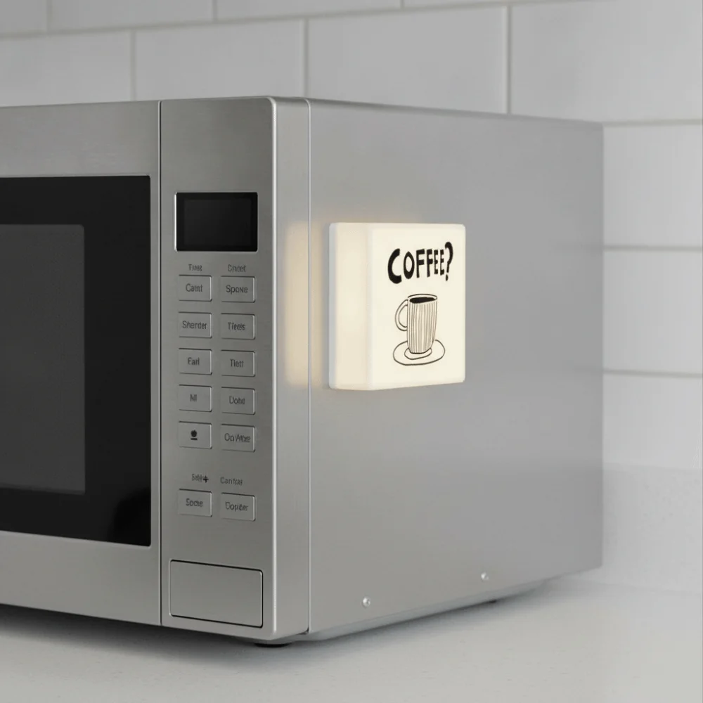 Touch-sensitive Glowing Coffee Shop Fridge Magnet Sounding Adjustable Light Brightness Coffee Light Box Sticker Long-lasting