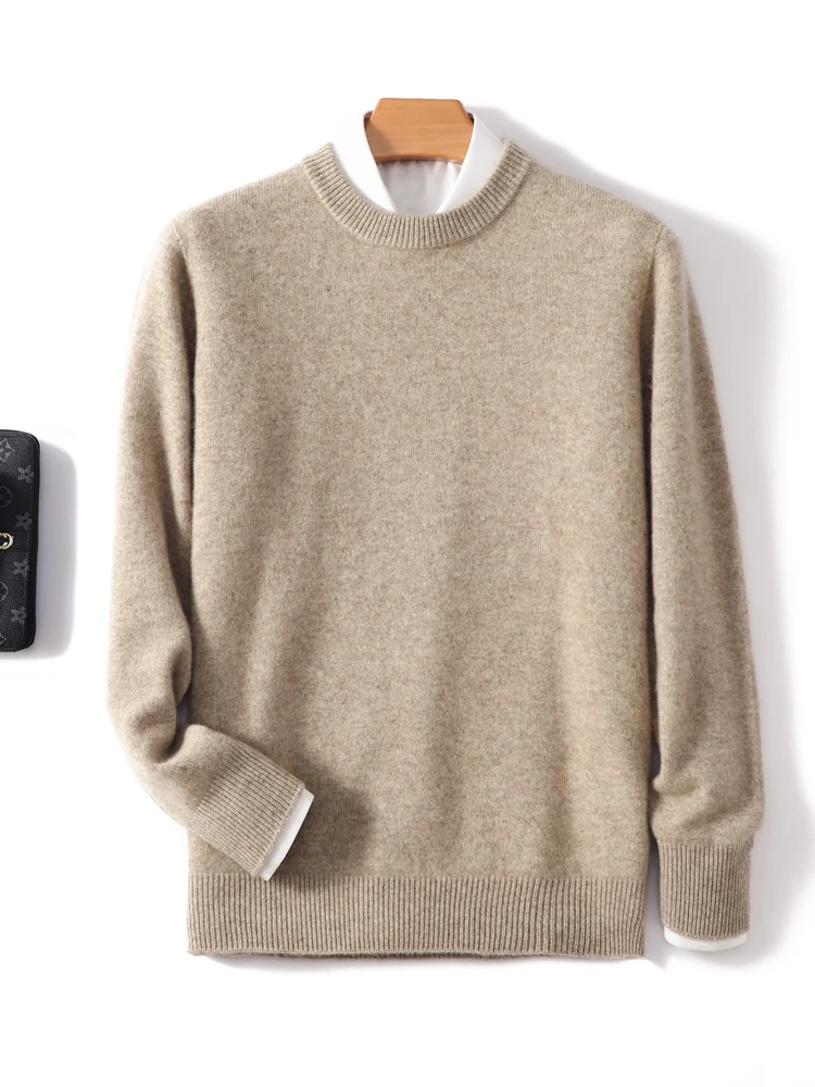 

TLOML Men's 100% Cashmere Sweater O-Neck Pullover Basic Solid Autumn Winter Soft Warm Office Lady Cashmere Sweater Knitwear Tops