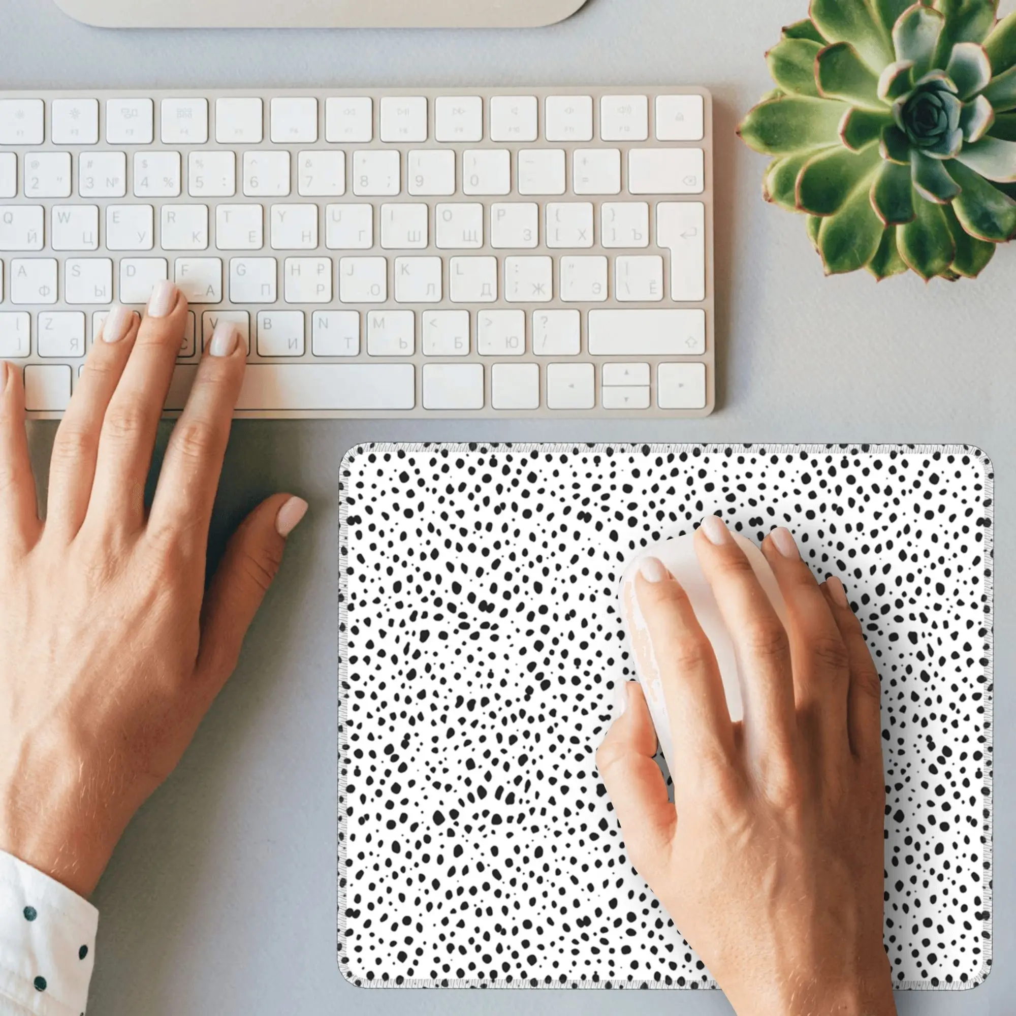 Dalmatian Spots Black and White Polka Dots Mouse Pad Computer Keyboard Mouse Mat Gaming PC Laptop Desk Mat Office Table Mats