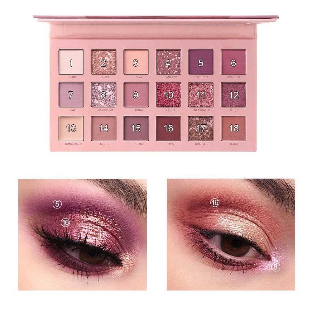 MISS ROSE 18 Color HUDA Pearlescent Matte Eye Shadow Professional Color Make-up Multicolored Eye Shadow Disc