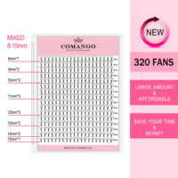 CoMango Wispy Premade Volume Fans 3-10D Individual Lashes Extension Short Stem 320 Fans Faux Mink Pre Made Russian Lashes