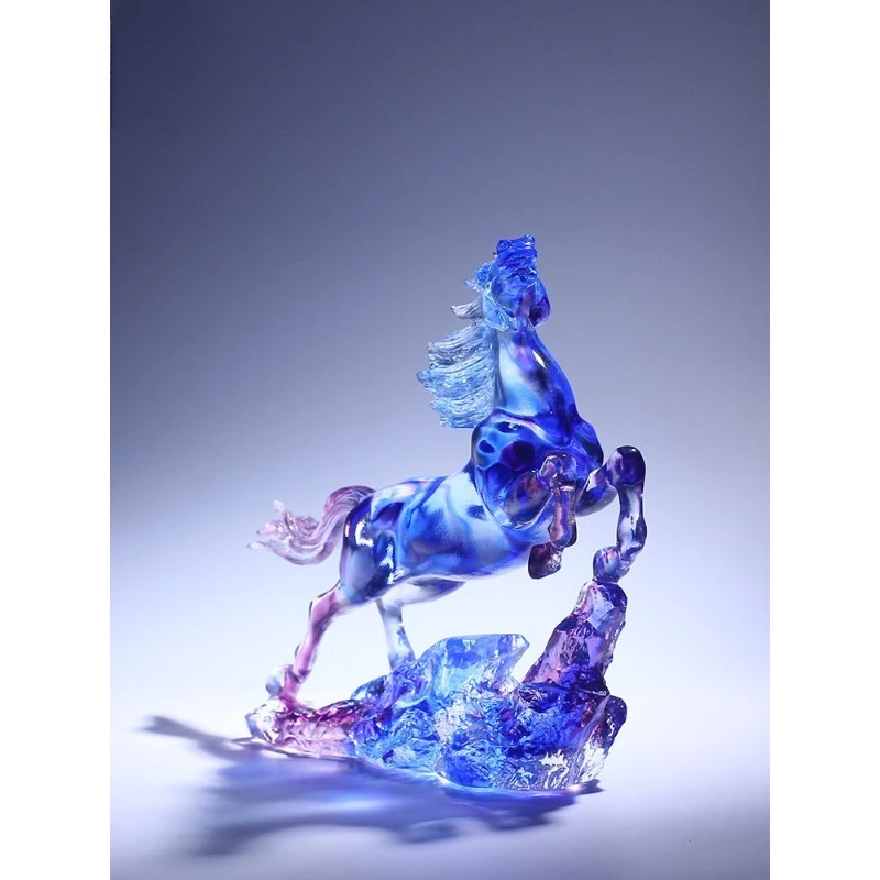 Glazed galloping horse ornament crystal handicrafts living room opening housewarming gift light luxury high-end 2026 Year