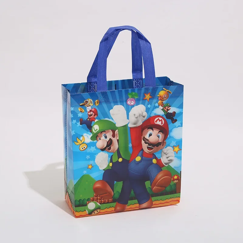 Super Mario Vlies Handtaschen Cartoon Figur wasserdichte Einkaufstasche für Kinder Briefpapier Aufbewahrung tasche Party Dekor Lieferungen