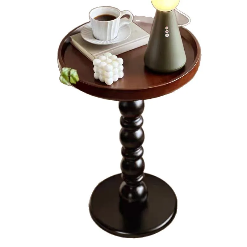 American retro solid wood, round medieval style, household living room, sofa corner, small round table