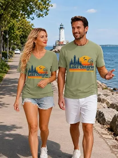 Ontariosee T-Shirt „Always Lake Ontario and The Gulf of Mexico“ Shirt Klassische 70er 80er Retro-Ästhetik Kleidung für Frauen Männer T-Shirts – Detail 10
