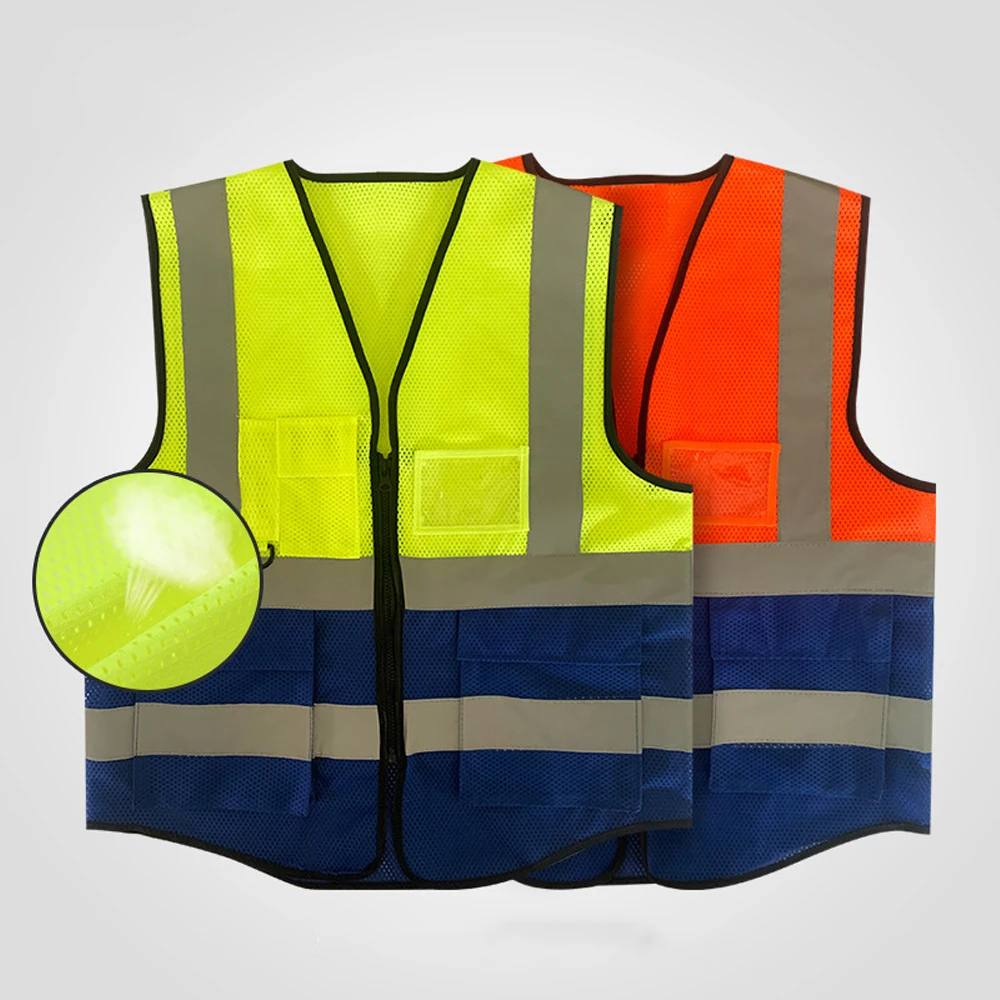 

High Visibility Reflective Mesh Safety Vest with Pockets and Zipper Man Working Clothes Construction Work Hi Viz Clothes