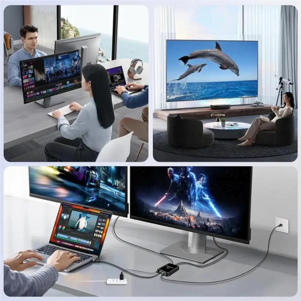 Splitter Gigabit 1000Mbps RJ45 1 ke 3 Adaptor Ethernet Konektor LAN Pembagi Jaringan untuk PC Laptop TV Box Router TV Digital