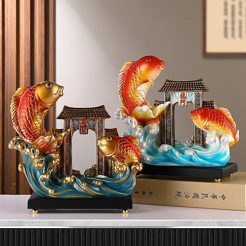 Resin Fish Leaping Dragon Gate Ornament Living Room Study Creative Gifts Wine Cabinet Fashion Home Decoration Accessories G