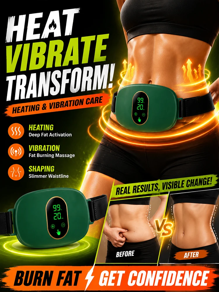 Rechargeable Abdominal Massage Belt Electric Heating Vibration Waist Wrap Massager for Relaxation and Daily Use.unisex