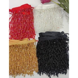 10cm Wide Seed Beads and Crystal Beads Beaded Fringe, Fashion Dress Costume Boutique Handbag crystal Fringe, Lampshade Fringe