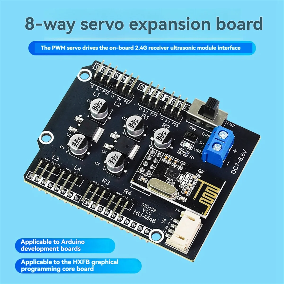 【2025{الإلكترونيات】{8 قنوات PWM محرك سيرفو لوح تمديد التحكم في ذراع الروبوت على متن 2.4G مع جهاز تحكم عن بعد 2.4G #4