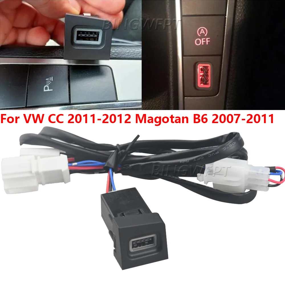 For VW CC 2011 2012 Magotan B6 Quick Car Charger QC3.0 Type C PD USB Interface Socket Auto Phone Fast Charging Adapter Button