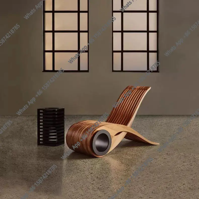 GSolid Wood Leisure Chair Nordic Modern Simple Sofa Chair Italian Minimalist Flying Fish Chair Multifunctional Recliner