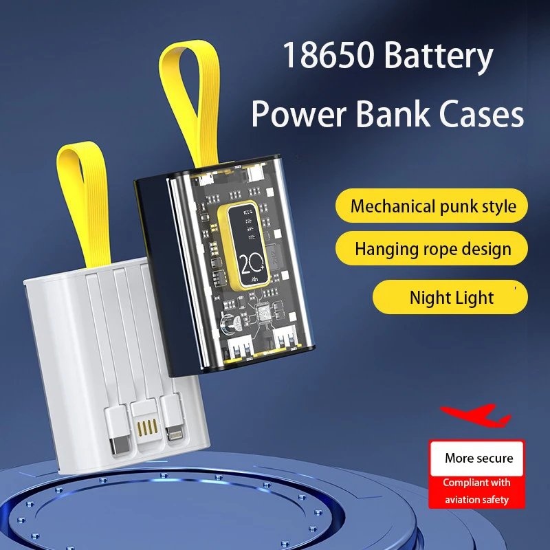 

18650 DIY Power Bank Box Battery Charger Case Cool Fast Charging Case With Night Light Charging Power Bank Case Without battery