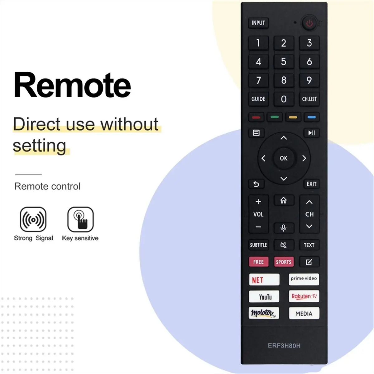 Latest Model Replace ERF3H80H Remote Control for Smart LED TV 43A7GQ 50A7GQ 55A7GQ 65A7GQ