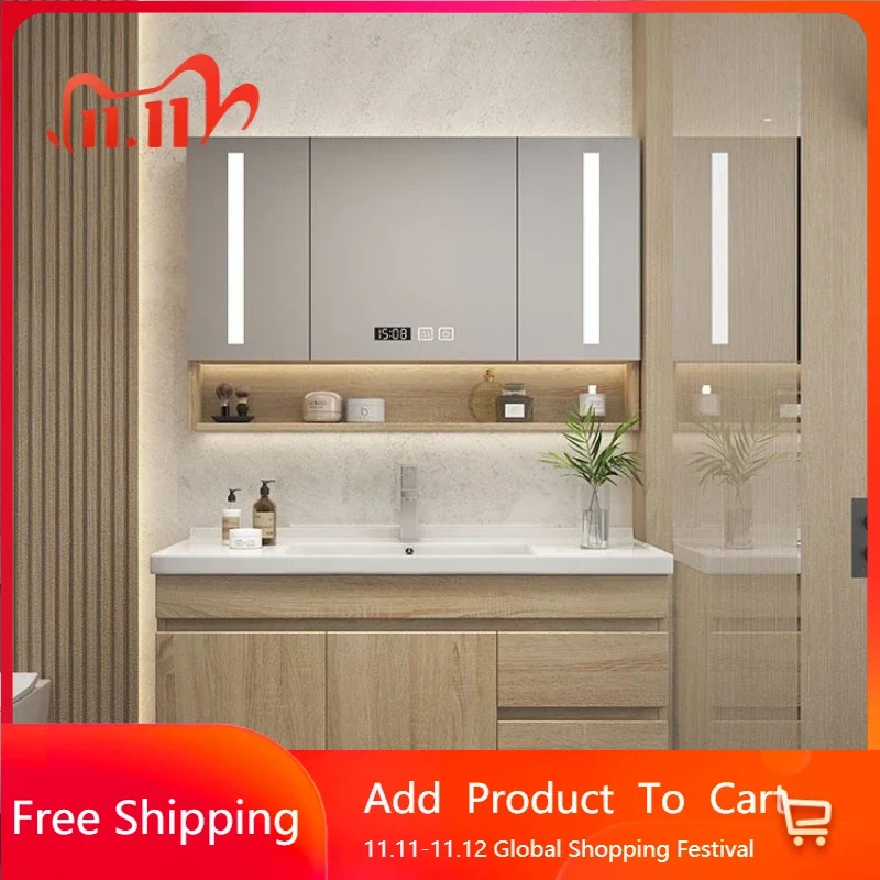 

Bathroom Cabinet Integrated Ceramic Basin Bathroom Vanity Cabinet with Drawer Narrow Sink Washbasin Toilet Bathroom Furniture