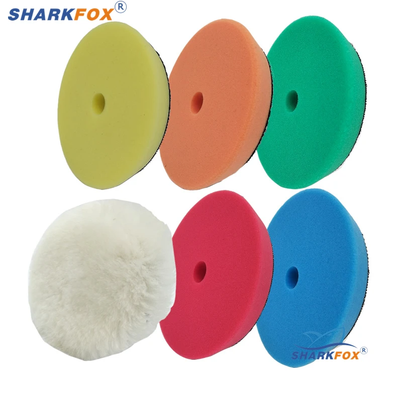 Sharkfox 5/6 Inch Car Polish Pads Germany Sponge Buffing Polishing Pad Flat Polisher Pad Removes Scratch For Polishing/Waxing